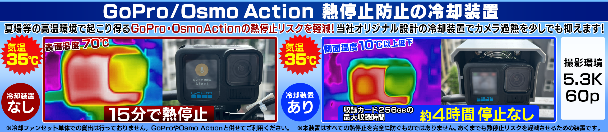 GoPro/OsmoAction 熱停止防止の冷却装置