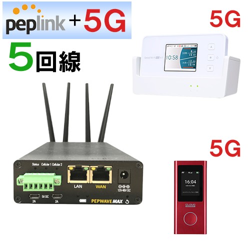 マルチSIMルータ（ 5G×3回線 4G×2回線）MAX-Transit 　　5回線セット