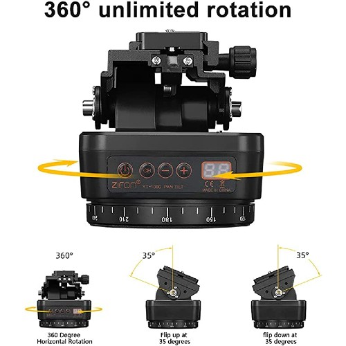 ZIFON　自動電動雲台 360°回転パノラマヘッド(スマホ対応可) YT-1000