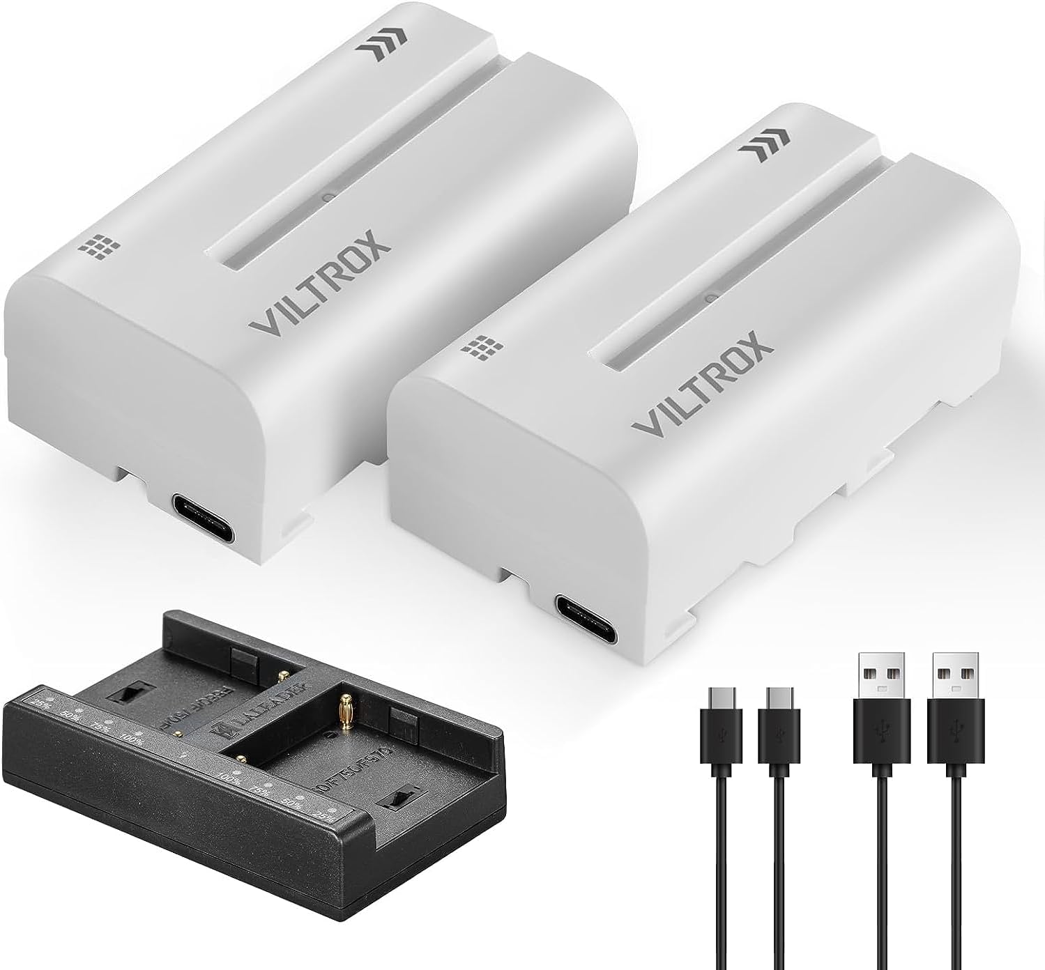 VILTROX 写真照明用リチウムバッテリーUSB充電器セット NP-F550
